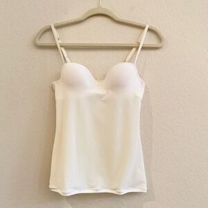 HANRO OF SWITZERLAND White Sweetheart Neck Built In Bra Camisole Tank Top 32B